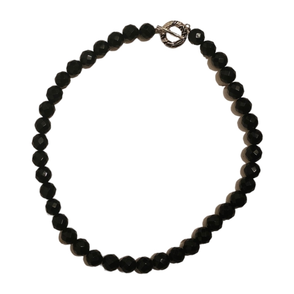 David Sigal Designer Signed Sterling Vintage Faceted Black Hematite Necklace